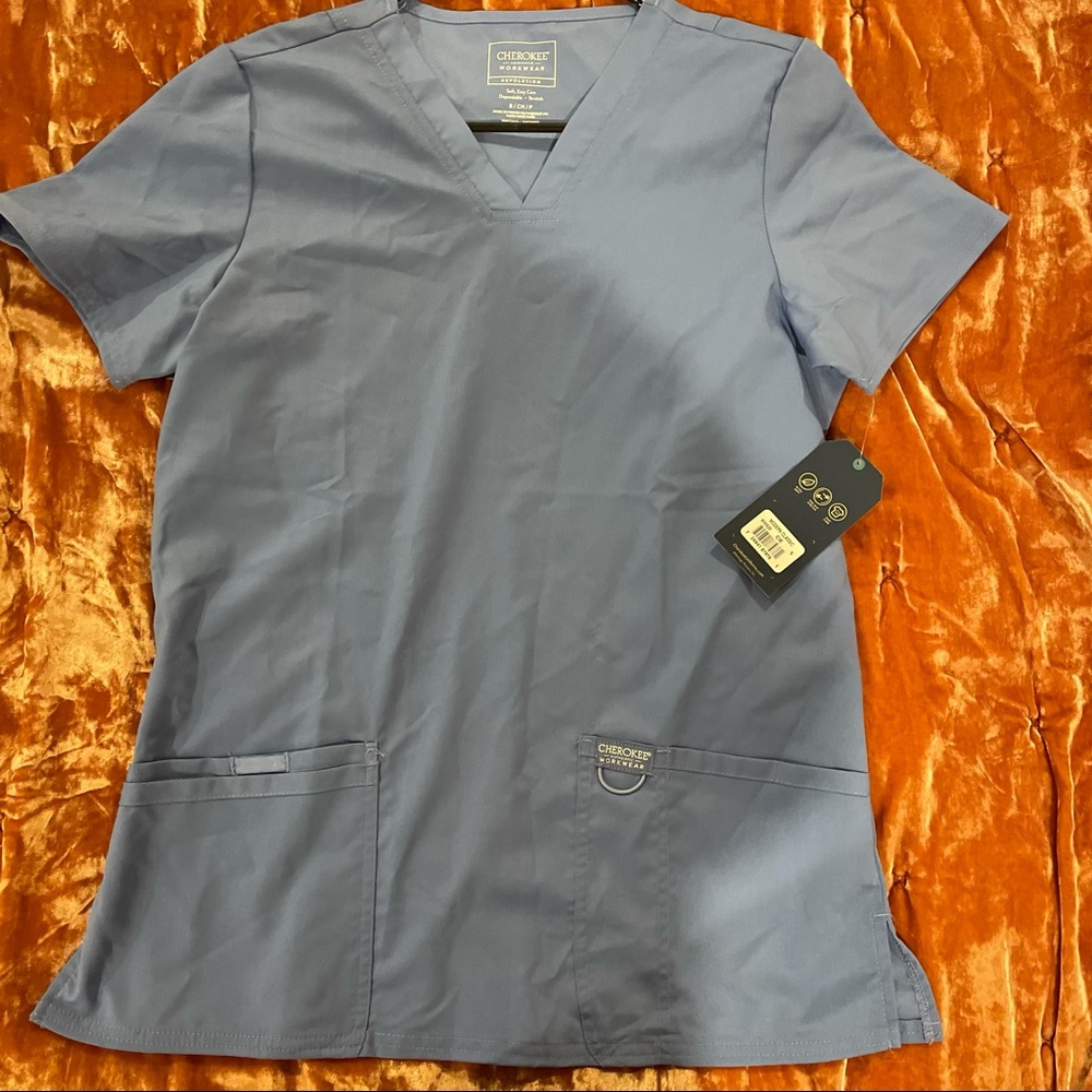 NWT light blue Cherokee workwear scrub top
